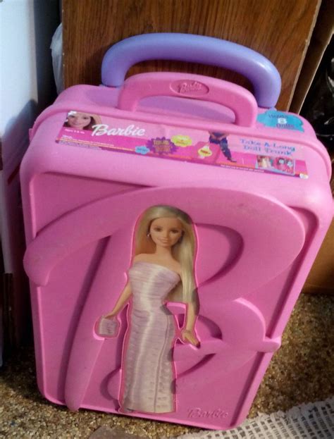 2003 Barbie Storage Carry Carrying Take A Long Doll Case Suitcase W Wheels Vhtf Barbie