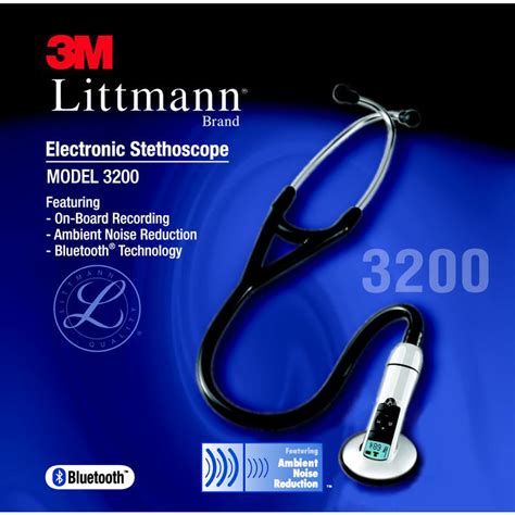 Littmann Electronic Recording Stethoscope Model 3200 Black Dj Medquip