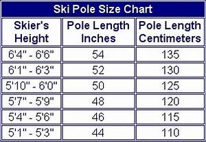 Size Chart Bamboo Ski Poles Handcrafted By Blake