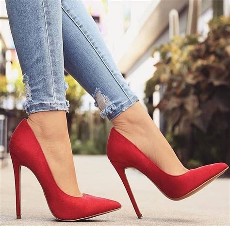 Pin By Mr Zajack On Womens Shoes Heels Red Stiletto Heels Red High Heels