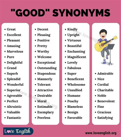 Good Synonym 60 Great Synonyms For Good In English Love English