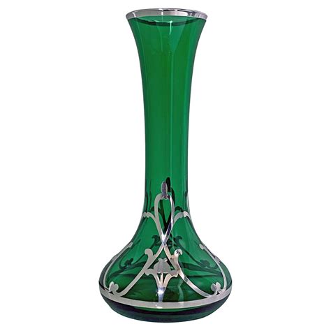 American Art Nouveau Aquamarine Blue Glass Vase For Sale At 1stdibs