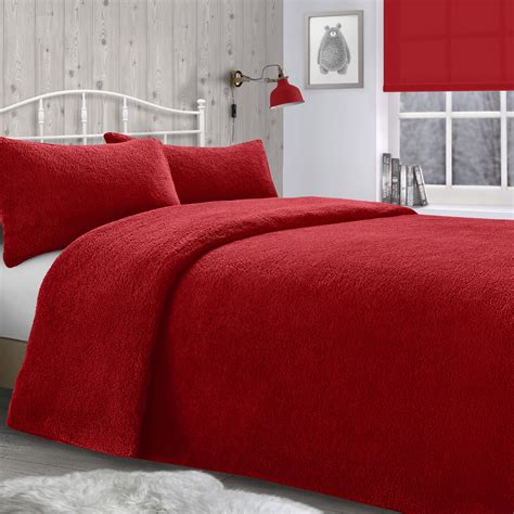 Teddy Fleece Red King Duvet Cover The Bedlinen Company Cork