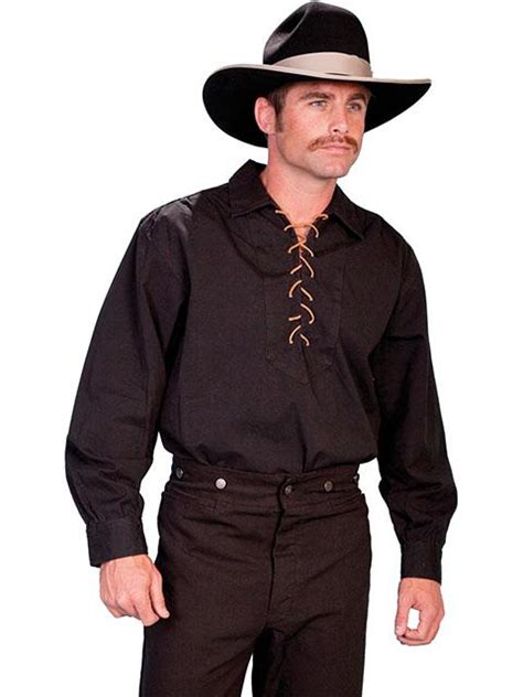 Mens Old West Frontier Style Shirt With Lace Up Front Rw021