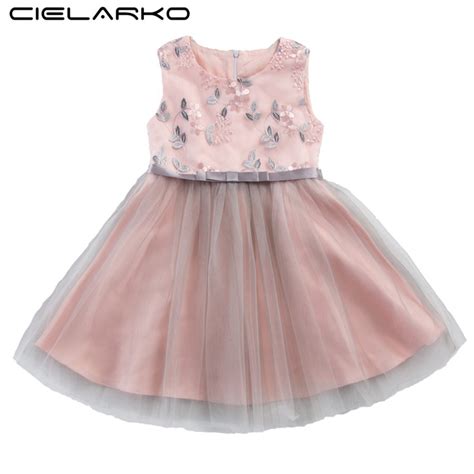 Cielarko Princess Girls Dress Tulle Embroidery Flower Kids Dresses 2018