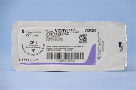 Ethicon Suture Vcp267h 0 Vicryl Plus Antibacterial Undyed 27 Cp 1