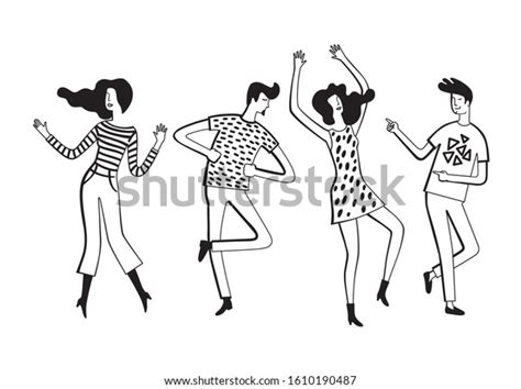 Two Girls Two Guys Dancing Party Stock Vector Royalty Free 1610190487 Shutterstock