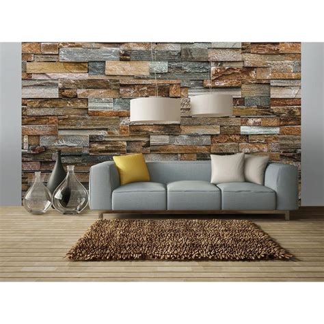 Ideal Decor 144 In W X 100 In H Colorful Stone Wall