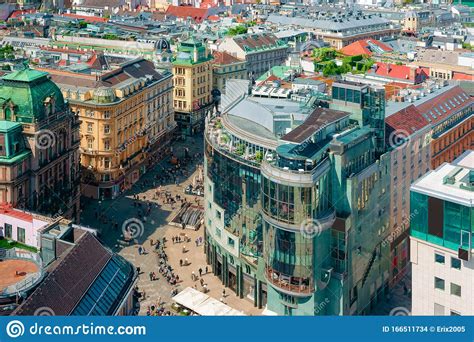 Panoramic Aerial View From Stephansdom To Old City Of Vienna Stock