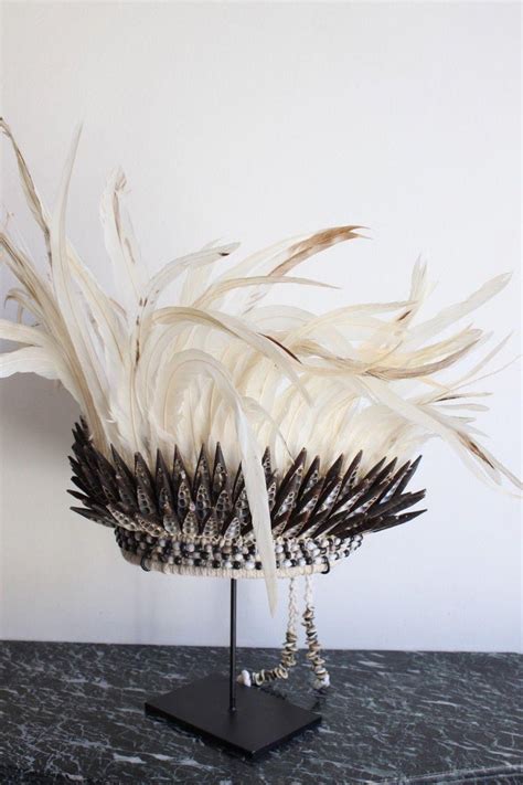 Ethnic Shell And White Feather Headdress For Sale At 1stdibs