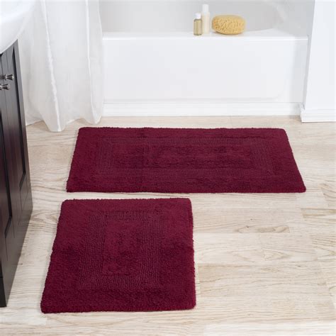 Somerset Home 100 Cotton 2 Piece Reversible Rug Set Burgundy