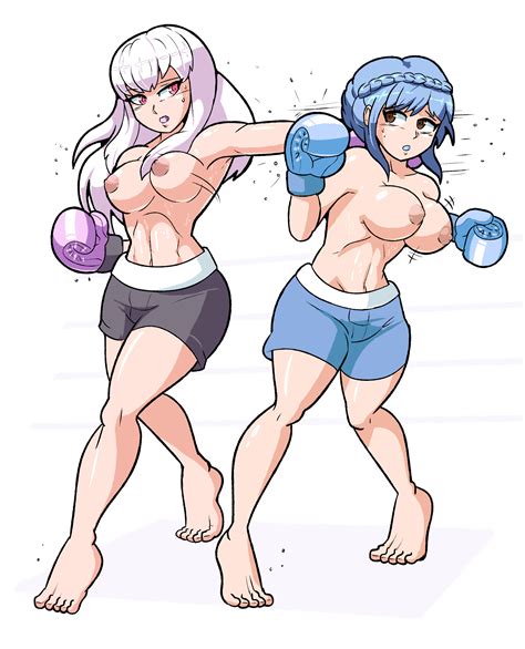 rule 34 2girls alternate version available bangs bare legs barefoot blue hair boxing boxing