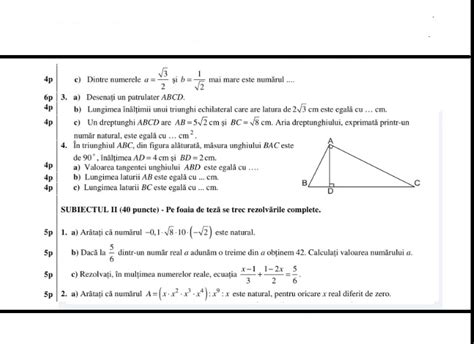 Model Teza Matematica Clasa 6 Sem 1 Cursuri Online