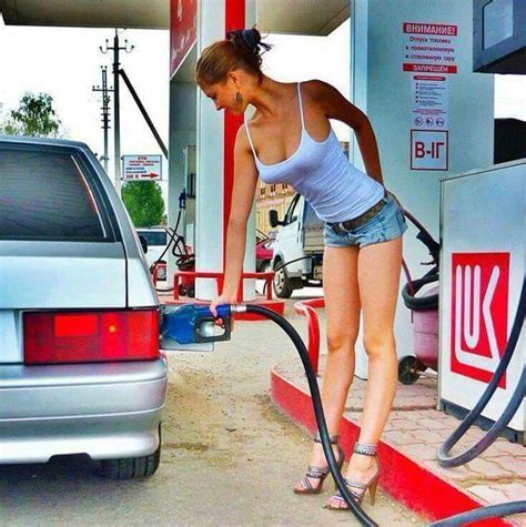 Girls And Cars Car Girl Gas Station Petrol