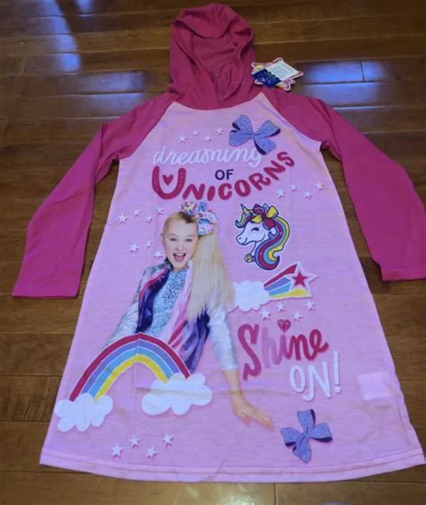 Nickelodeon Jojo Siwa Girls Hooded Nightgown Pajamas New Size 6 1299