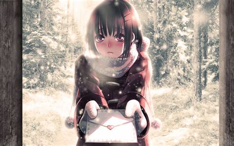 1920x1080px 1080p Free Download Here Is A Letter Red Nose Girl Snow Anime Winter Letter