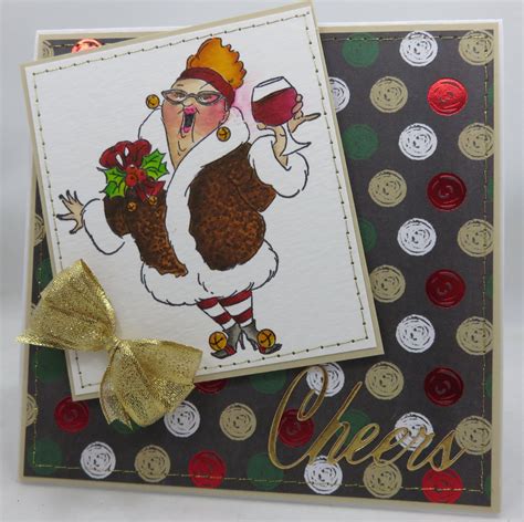christmas cheers wine lady handmade greeting card by creationsbywendalyn on etsy greeting