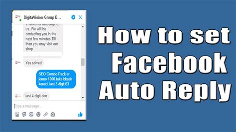 How To Set Auto Reply Messages In Facebook Page Youtube