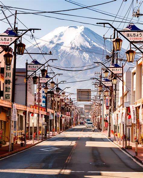 Best Fuji San View In Japan Street In Fujiyoshida Fujiyoshida