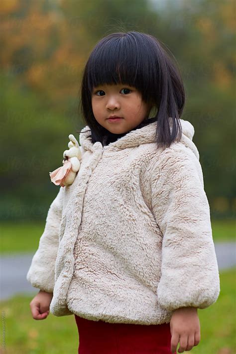 One Little Asian Girl Outdoor In The Park By Bo Bo