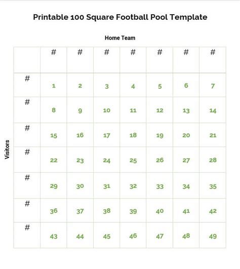 Free Printable Football Squares Pool Upd