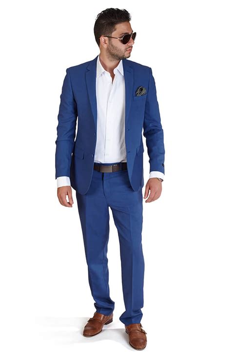 Slim Fit 2 Button Indigo Blue Suit Azar Suits