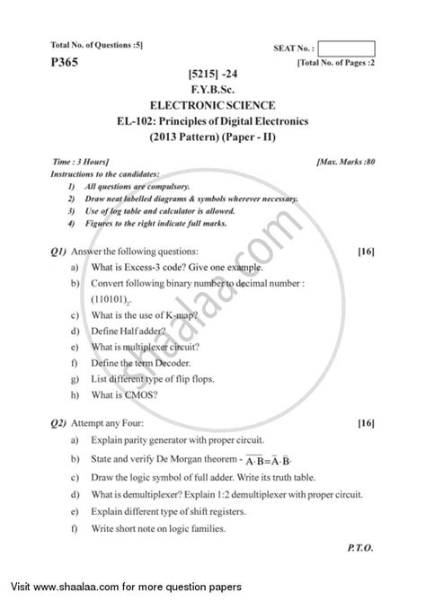 It covers the syllabus, solved question papers of previous years or answer keys and sample or format of june and december examination for paper 1, 2 and 3. Principles of Digital Electronics 2017-2018 B.Sc ...