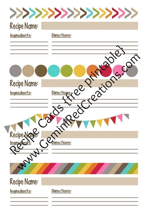 Recipe Cards Free Printables Geminired Creations