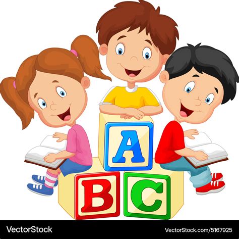 Children Reading Book Royalty Free Vector Image