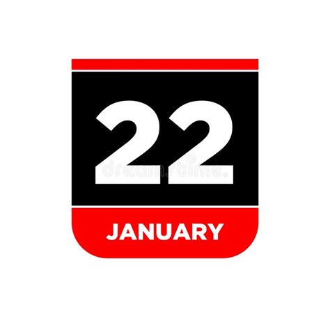 22nd January Vector Calendar Page 22 Jan Icon Stock Vector