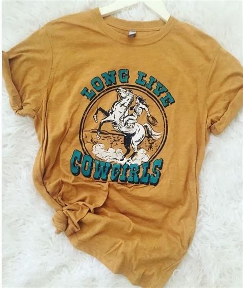 Long Live Cowgirls Tee Mustard Cowgirl Tshirts Print Clothes Rodeo Outfits
