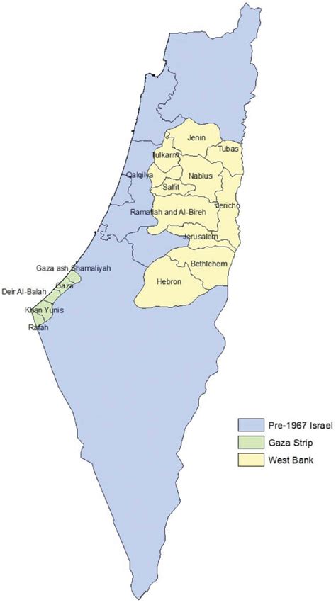 Map Of Israel And The Palestinian Districts In The Wb And Gaza Strip