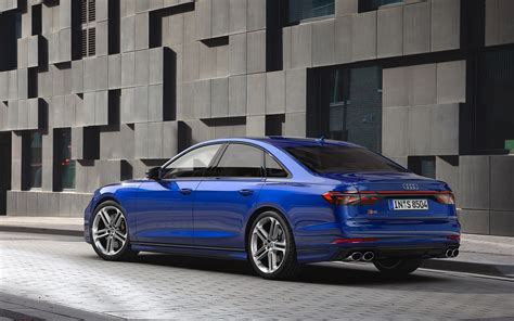 Download Wallpapers 2022 Audi S8 Exterior Rear View Blue Sedan New