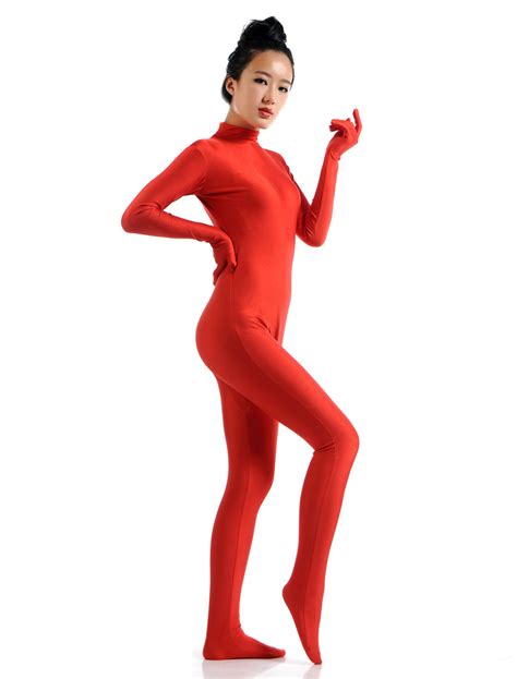 Red Morph Suit Adults Bodysuit Lycra Spandex Catsuit For Women