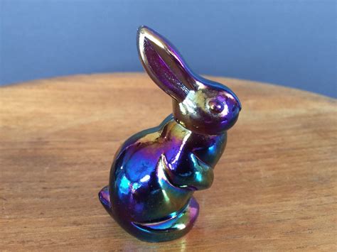 Fenton Rabbit Mini Carnival Glass Bunny Rabbit Figurine In 2020 Carnival Glass Glass Rabbit