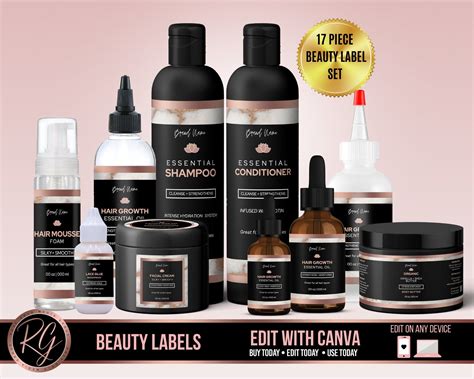 Beauty Labels 18 Labels Bottle Labels Editable Skincare Etsy In 2021