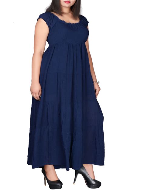 eaonplus NAVY On-Off Shoulder Gypsy Tiered Maxi Dress - Plus Size 14/16 ...