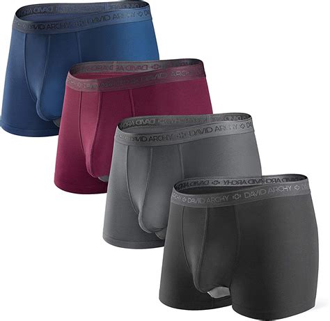 Buy David Archy Mens Dual Pouch Underwear Micro Modal Trunks Separate Pouches With Fly 4 Pack