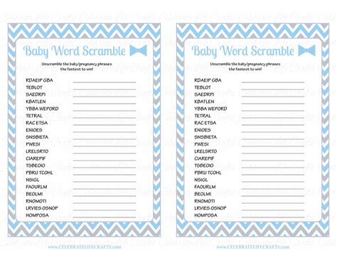 Kids of all ages will love trying to unscramble these this free printable baby shower game is already for you to print, and everyone at the party will enjoy it! Word Scramble Baby Shower Game - Little Man Baby Shower ...