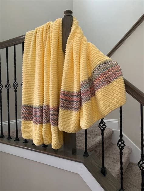Chunky Knit Blanket Buttery Yellow Blanket Yellow Throw Etsy Chunky