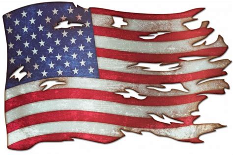 Usa Tattered American Flag Metal Sign Plasma Custom Cutout Etsy