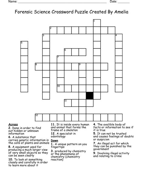 Free Printable Science Crossword Puzzles Printable Form Templates