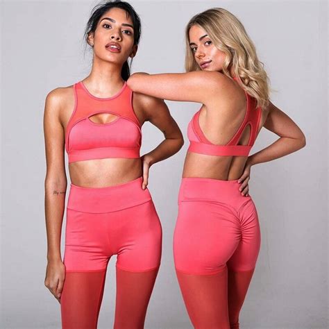 Solid Mesh Sexy Sport Tracksuit Women 2 Piece Set Fitness Clothes