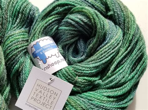 Local Wool And Bamboo 3 Ply Mossy Green Variegated Yarn Worsted