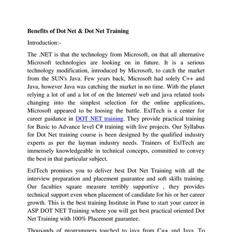 Benefits Of Dot Net And Dot Net Trainingpdf Docdroid