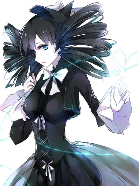 safebooru 1girl benghuai 7 black dress black hair blue eyes bow dress drill hair gothitelle