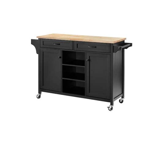 Home Decorators Collection Rockford Black Rolling Kitchen Cart With