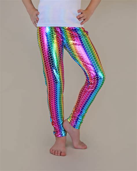 Rainbow Leggings Rainbow Shimmer Leggings Metallic Rainbow Etsy New