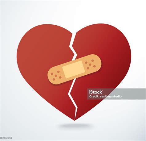 Sticking Plaster On Broken Heart Icon Vector Stock Illustration