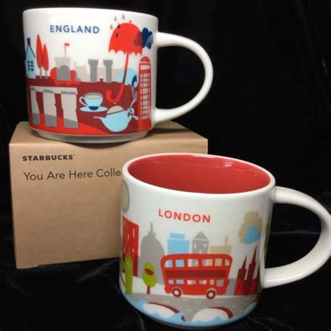 Starbucks England London Yah Mug Set Stonehenge Big Ben Bus Tea You Are
